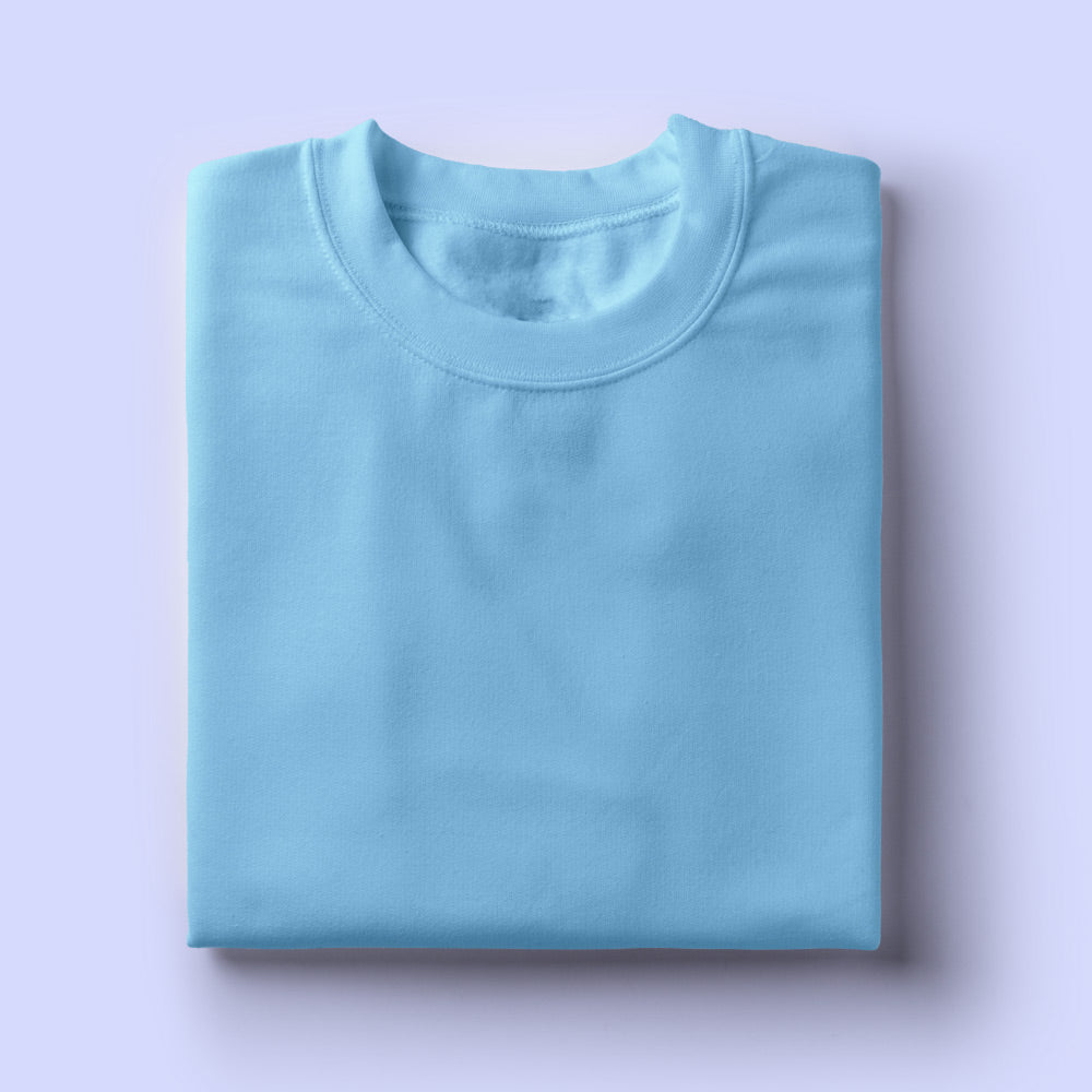 Solid: Baby Blue Round Neck T-Shirt