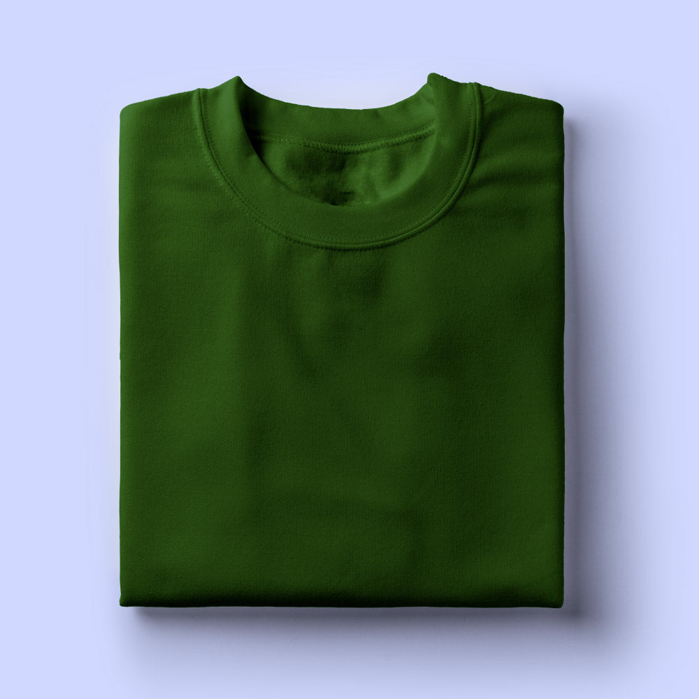 Solid: Bottle Green Round Neck T-Shirt