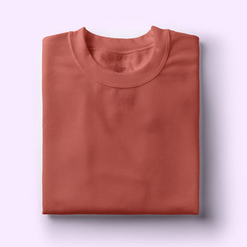 Solid: Coral Round Neck T-Shirt