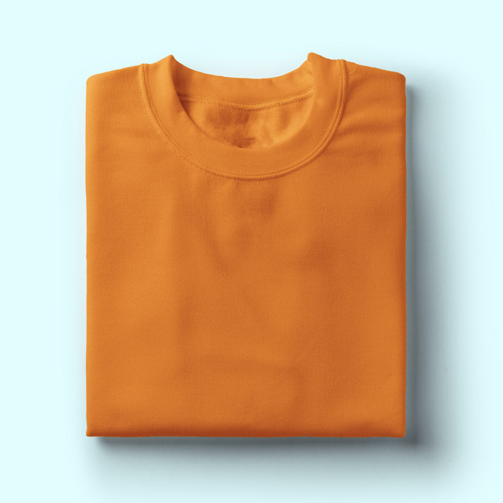 Solid: Orange Round Neck T-Shirt