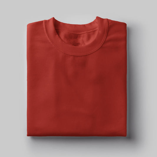 Solid: Red Round Neck T-Shirt - Soul & Peace