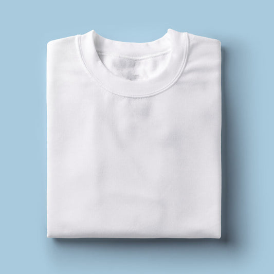 Solid: White Round Neck T-Shirt - Soul & Peace