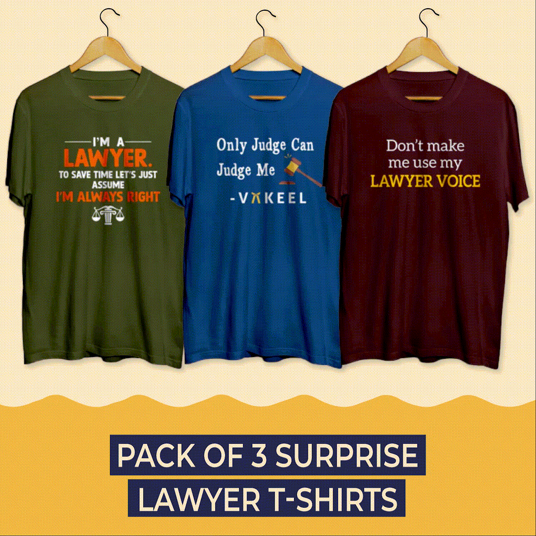 Pack of 3 Lawyer Surprise T-Shirts (Super Saver Pack) - Soul & Peace