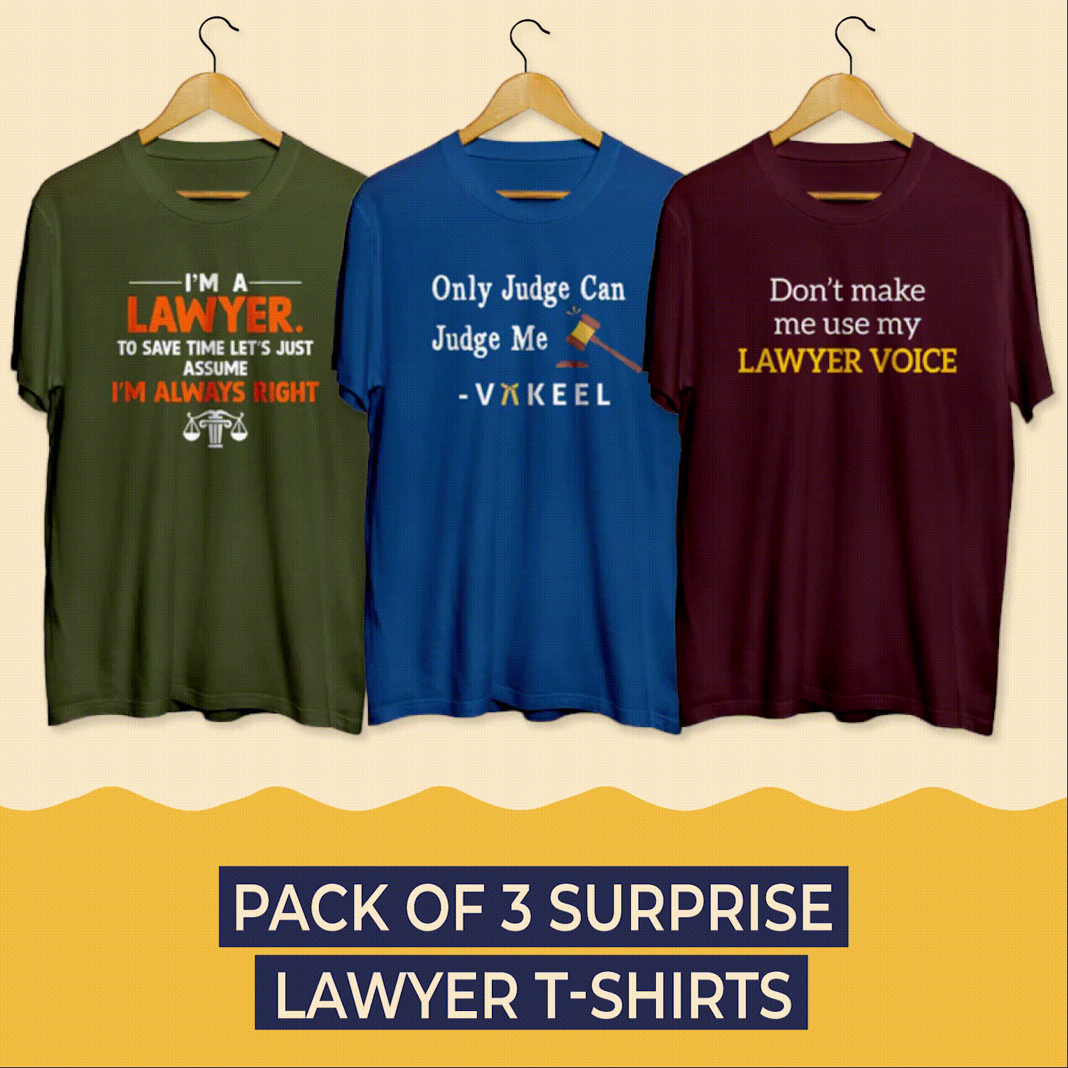 Pack of 3 Lawyer Surprise T-Shirts (Super Saver Pack) - Soul & Peace