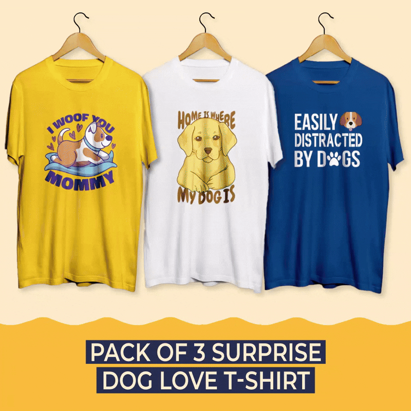 Pack of 3 Dog Love Surprise T-Shirts (Super Saver Pack) - Soul & Peace