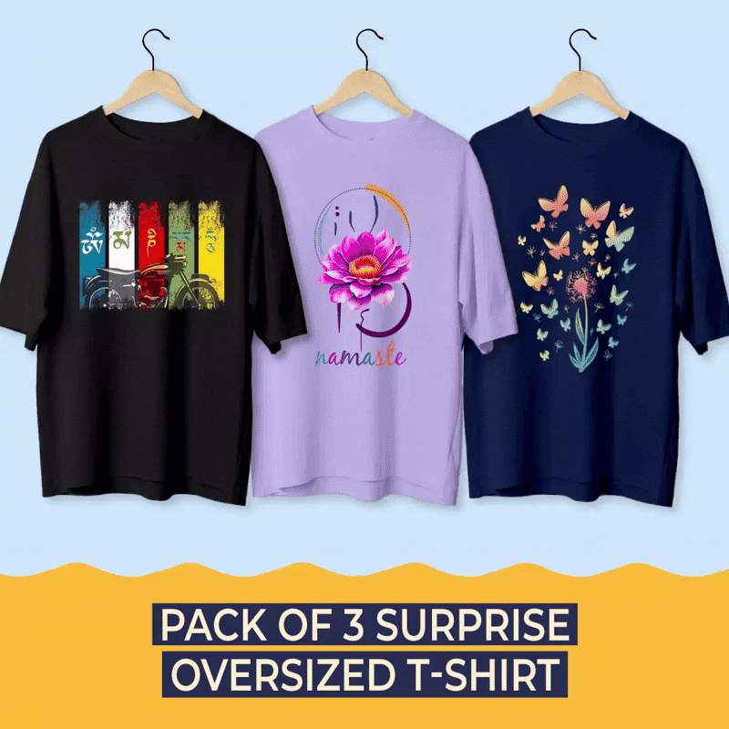 Pack of 3 Surprise Oversized T-Shirts (Super Saver Pack) - Soul & Peace
