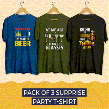 Pack of 3 Party Surprise T-Shirts (Super Saver Pack) - Soul & Peace