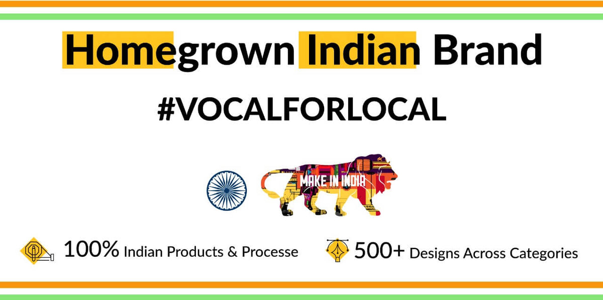 Soul & Peace homegrown Indian brand banner highlighting Vocal for Local, Made in India products and multiple designs across categories.