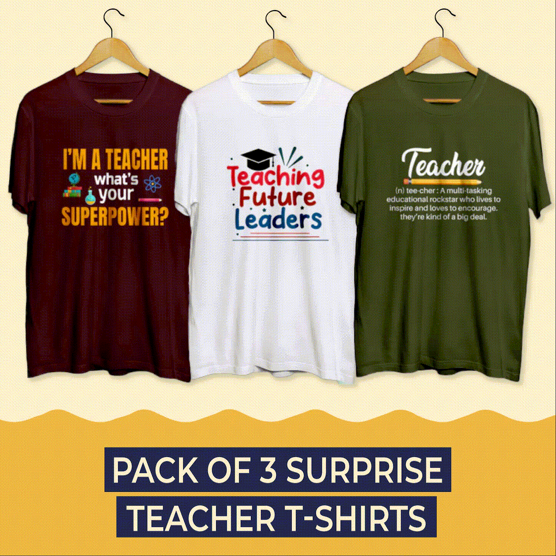 Pack of 3 Teacher Surprise T-Shirts (Super Saver Pack) - Soul & Peace