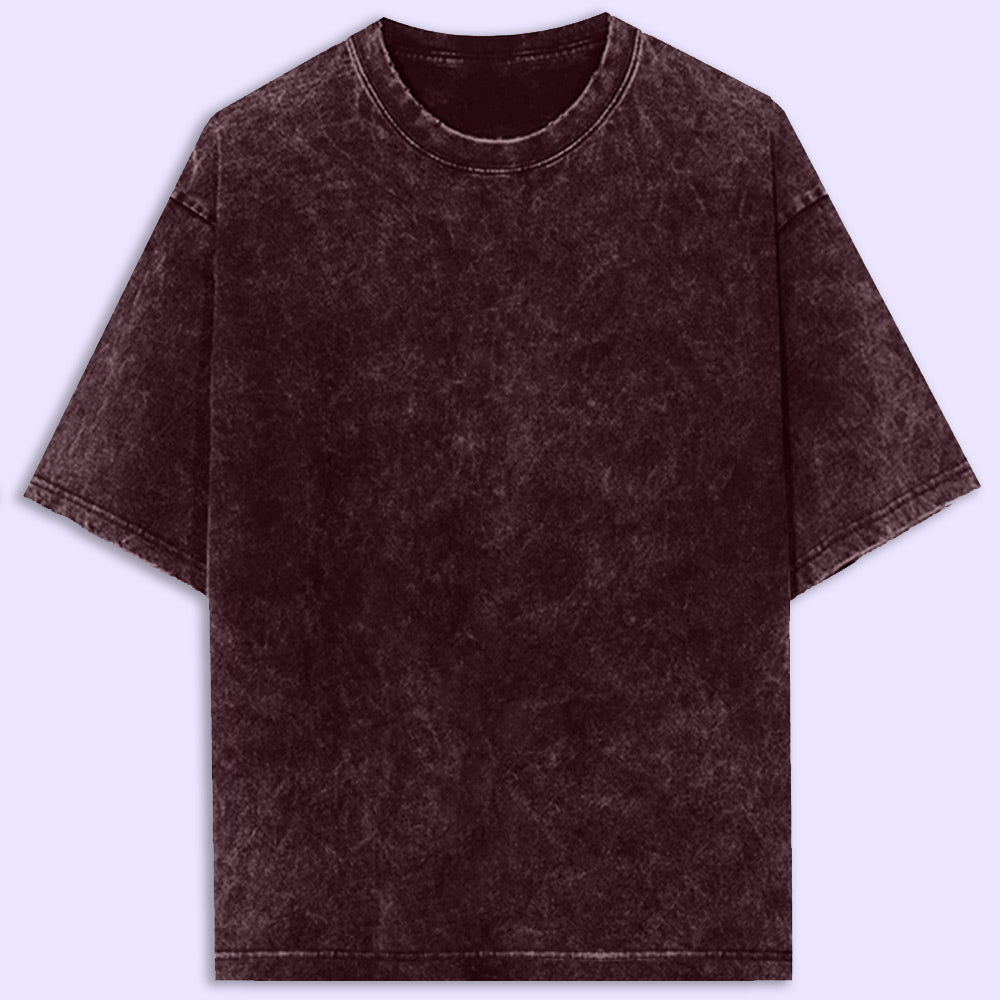 Plain Maroon Acid Wash Oversized T-Shirt - Soul & Peace