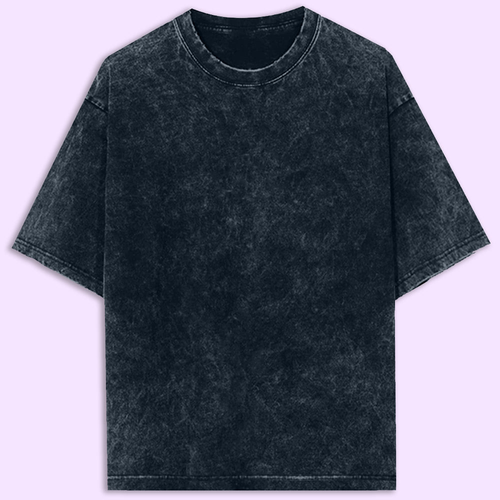 Plain Navy Blue Acid Wash Oversized T-Shirt - Soul & Peace
