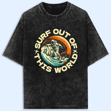 Astronaut Surfing Acid Wash Oversized T-Shirt