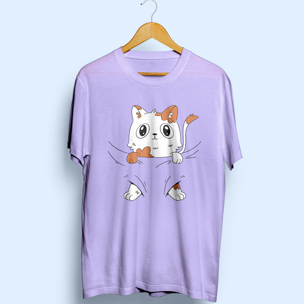 [ NERDY ]★25SS★SLEEPING CAT WAPPEN SHORT SLEEVE T-SHIRT OSIGRANDI - Short-Sleeve Cat Print T-Shirt | YesStyle
