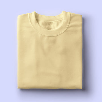 Solid: Beige Round Neck T-Shirt