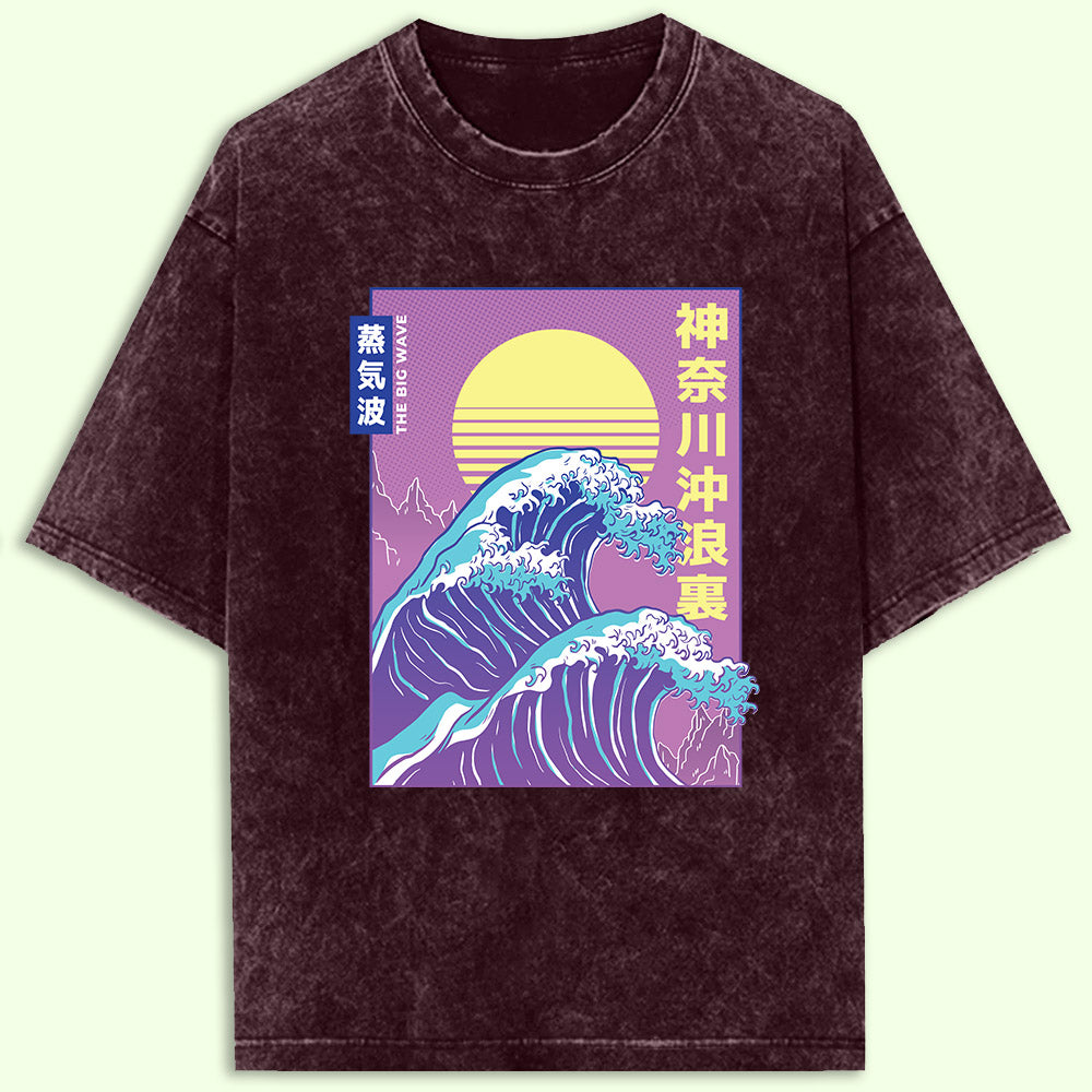 Big Wave Acid Wash Oversized T-Shirt