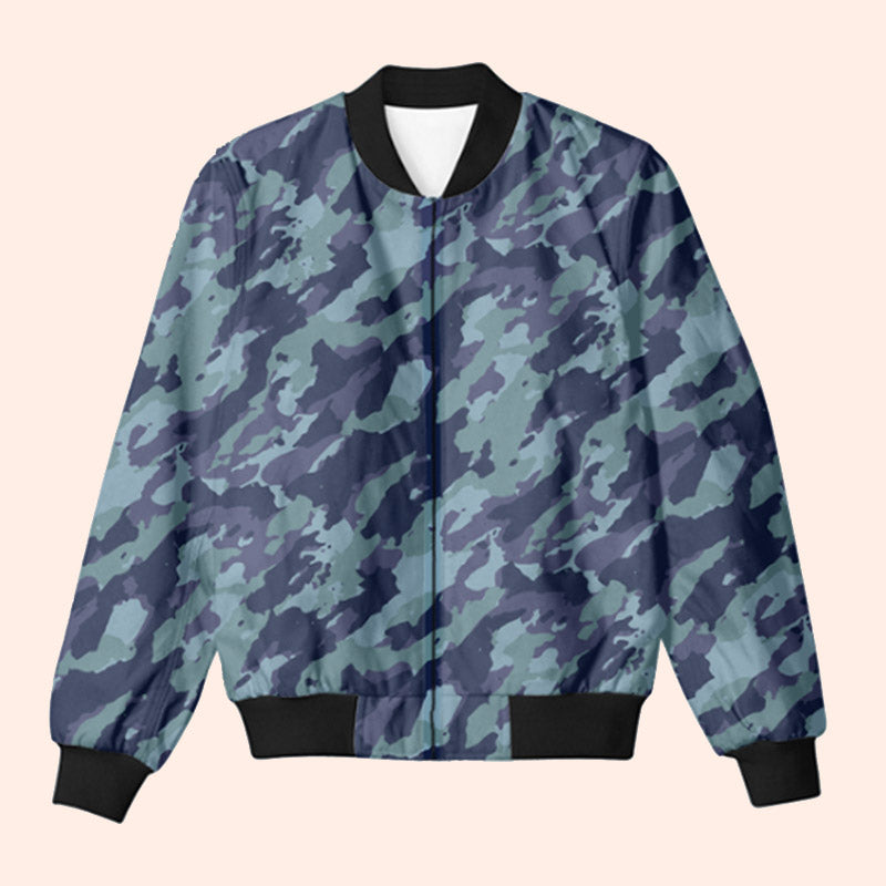 Blue Camouflage Bomber Jacket