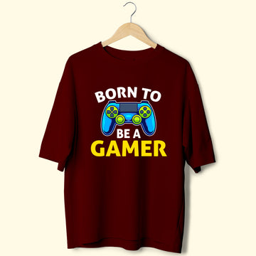 Born To Be A Gamer (Front Print) Oversized T-Shirt