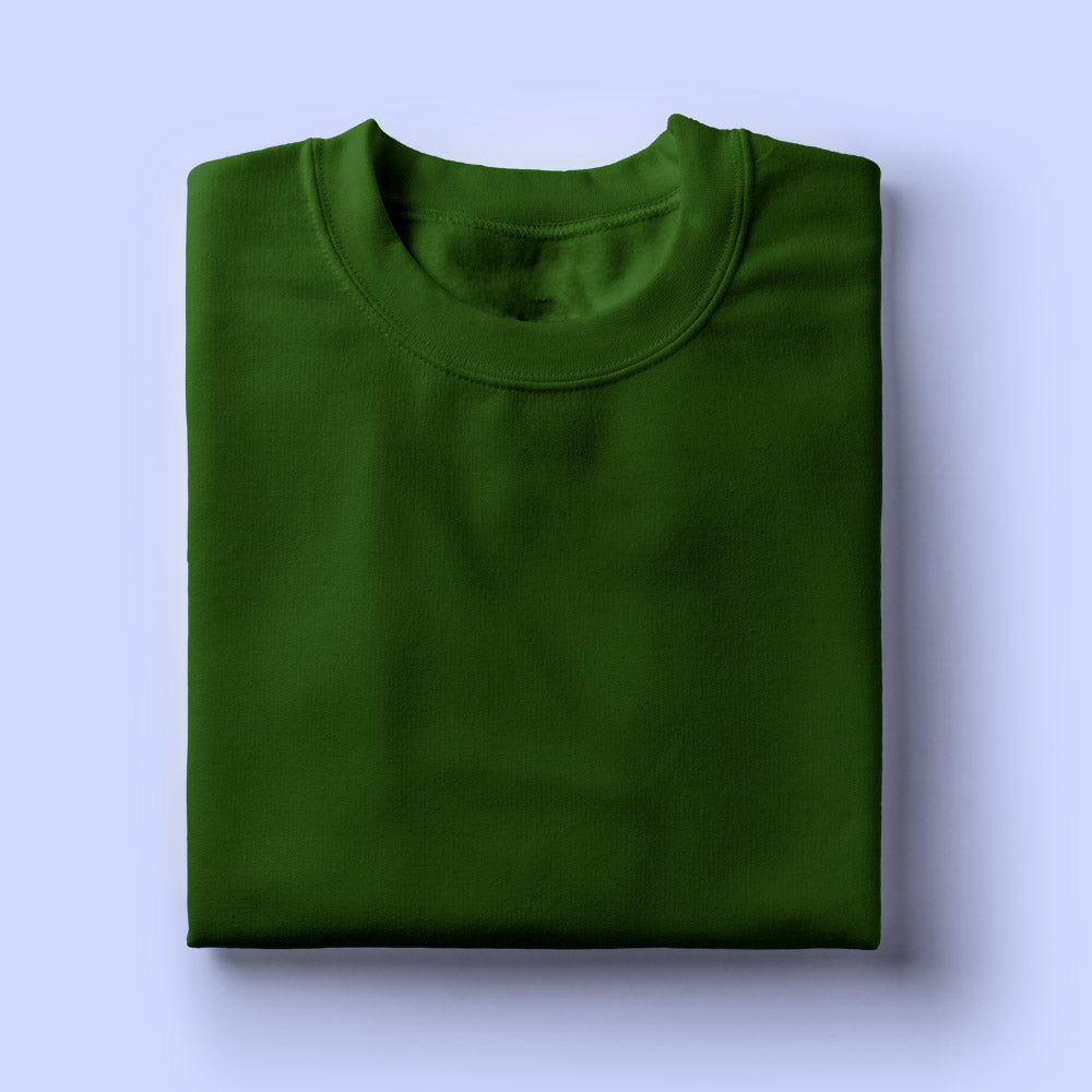 Solid: Bottle Green Round Neck T-Shirt - Soul & Peace