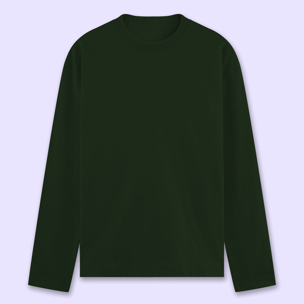 Bottle Green Plain Full Sleeve T-Shirt