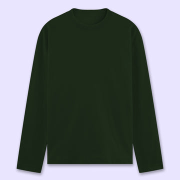 Bottle Green Plain Full Sleeve T-Shirt