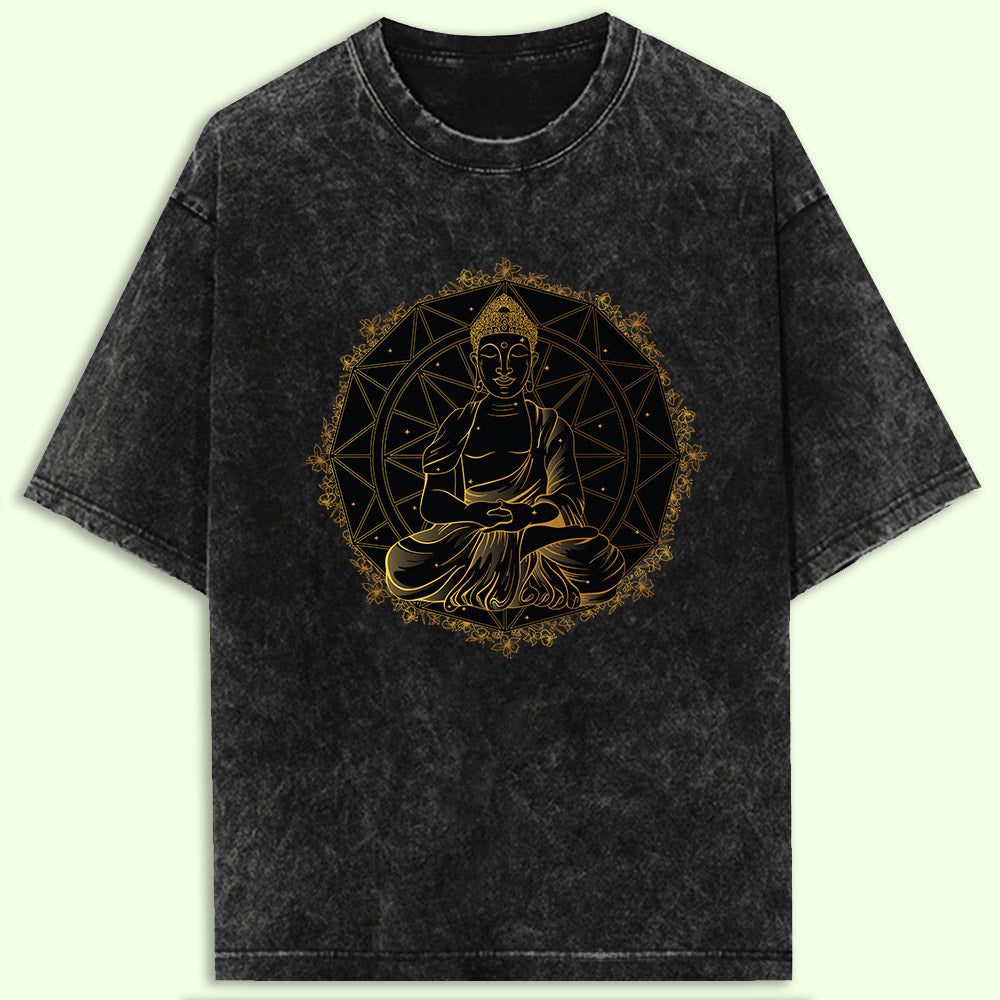 Buddha Mandala Acid Wash Oversized T-Shirt - Soul & Peace