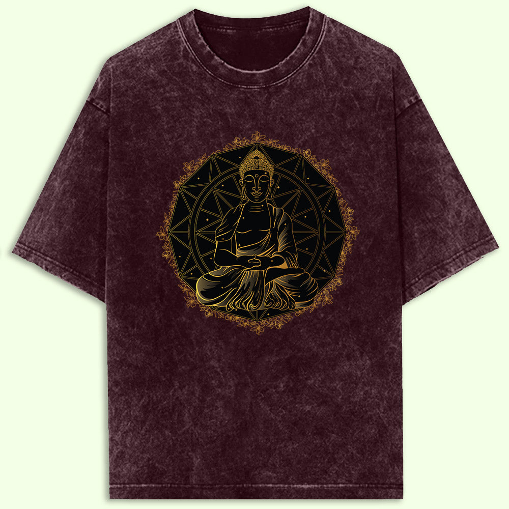 Buddha Mandala Acid Wash Oversized T-Shirt - Soul & Peace