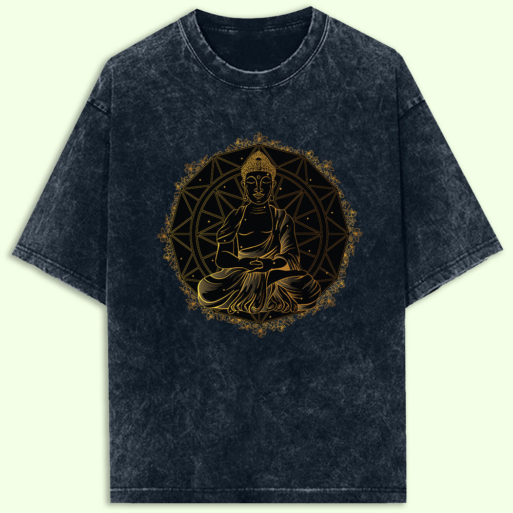 Buddha Mandala Acid Wash Oversized T-Shirt - Soul & Peace