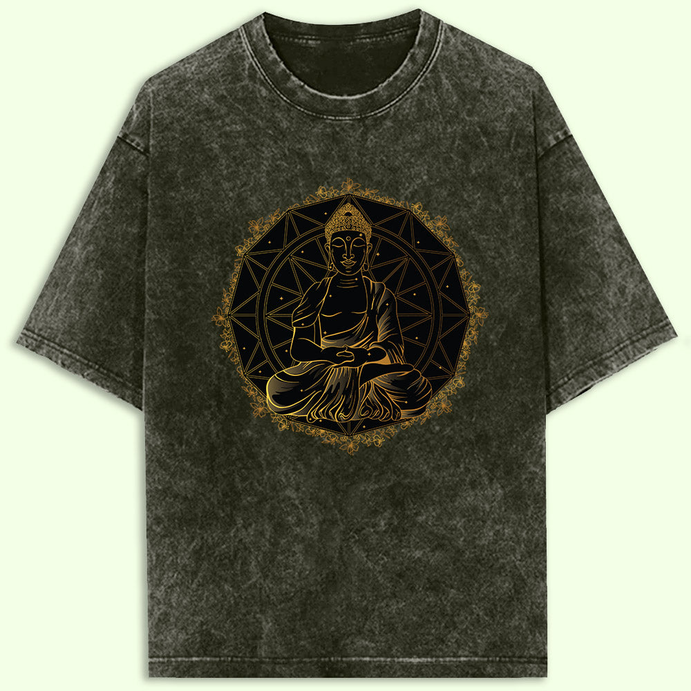 Buddha Mandala Acid Wash Oversized T-Shirt - Soul & Peace