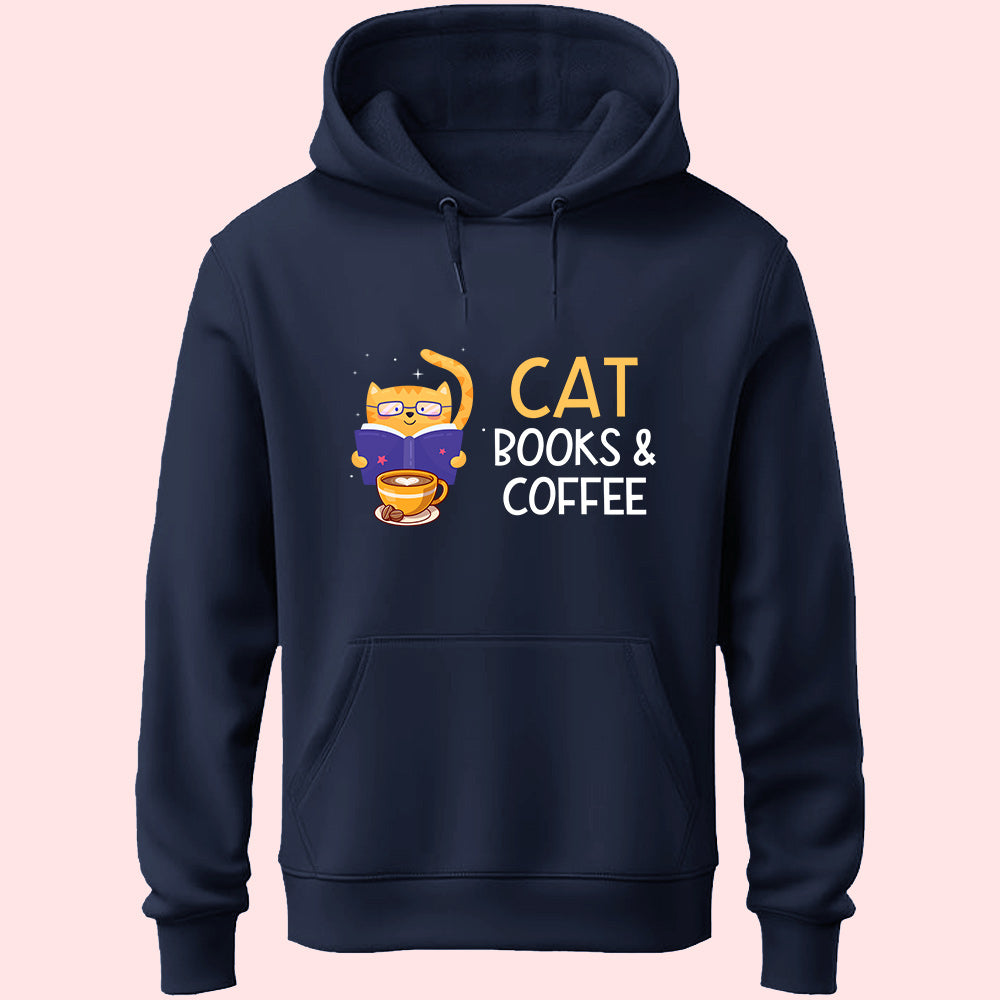 Cat Books & Coffee Unisex Hoodie - Soul & Peace