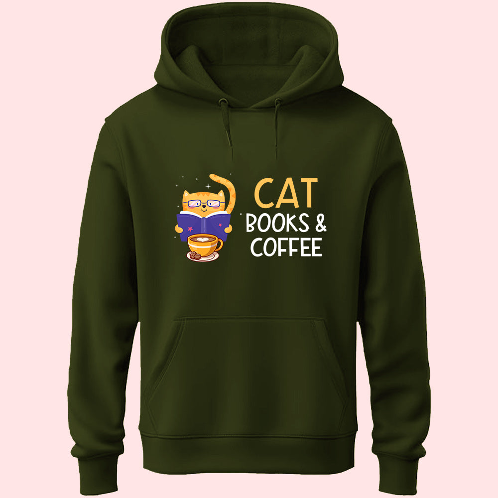 Cat Books & Coffee Unisex Hoodie - Soul & Peace