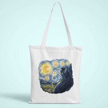 Cat Van Gogh Tote Bag