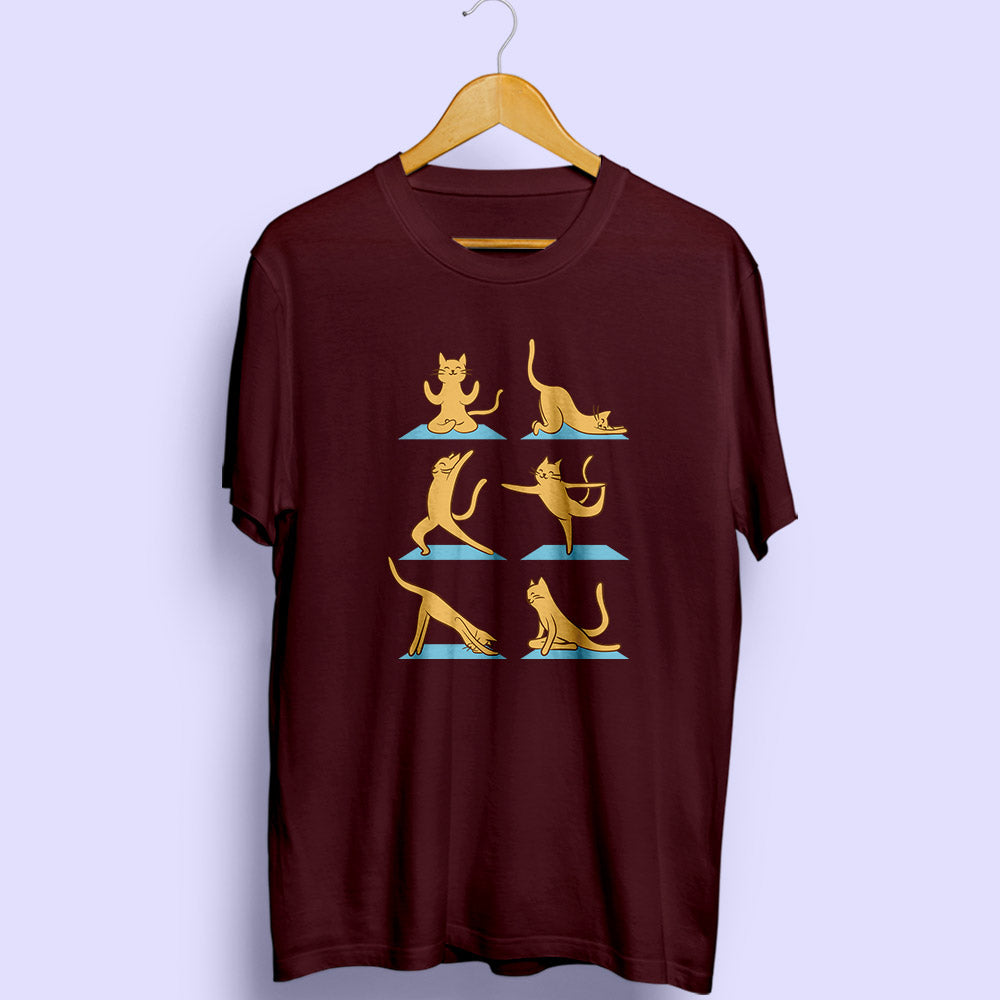Cat Yoga Half Sleeve T-Shirt - Soul & Peace