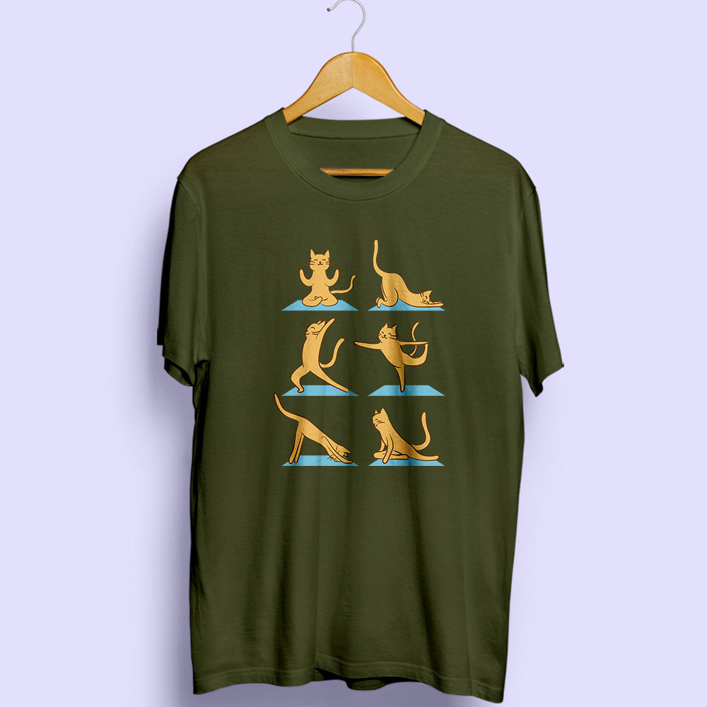 Cat Yoga Half Sleeve T-Shirt - Soul & Peace