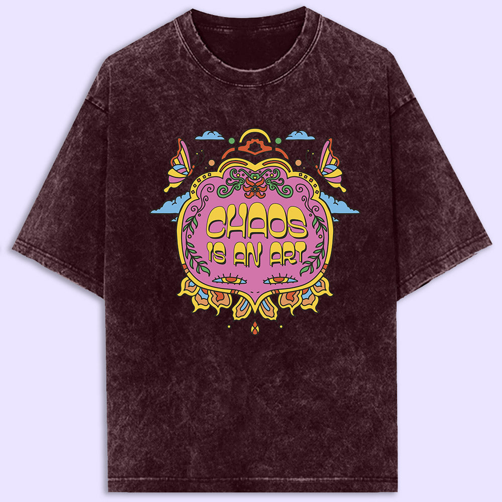 Chaos Is An Art Acid Wash Oversized T-Shirt