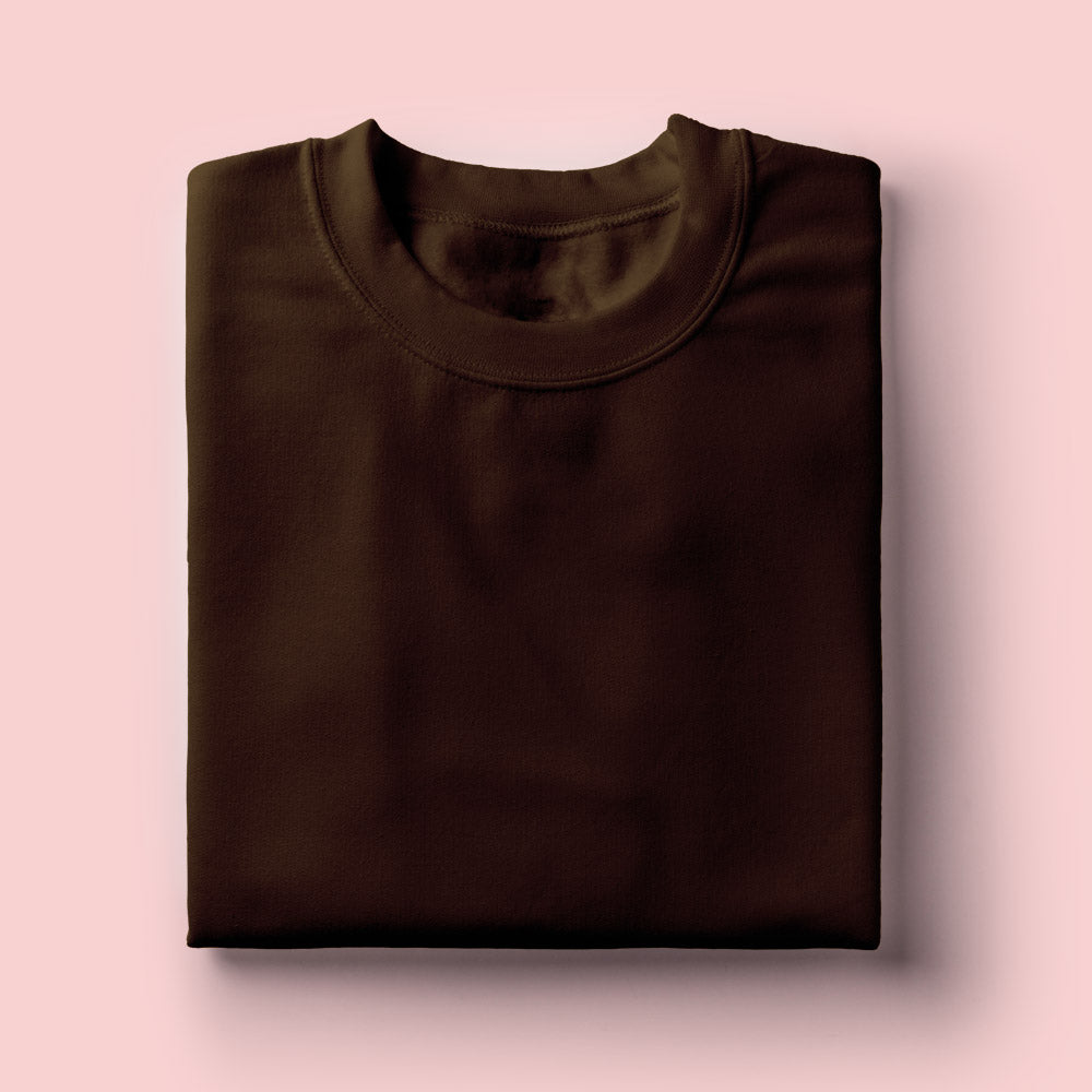 Solid: Coffee Brown Round Neck T-Shirt - Soul & Peace