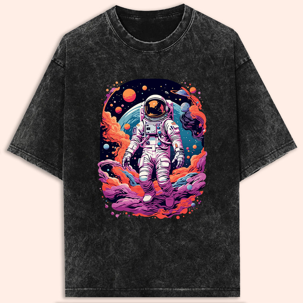 Colourful Space Astronaut Acid Wash Oversized T-Shirt - Soul & Peace