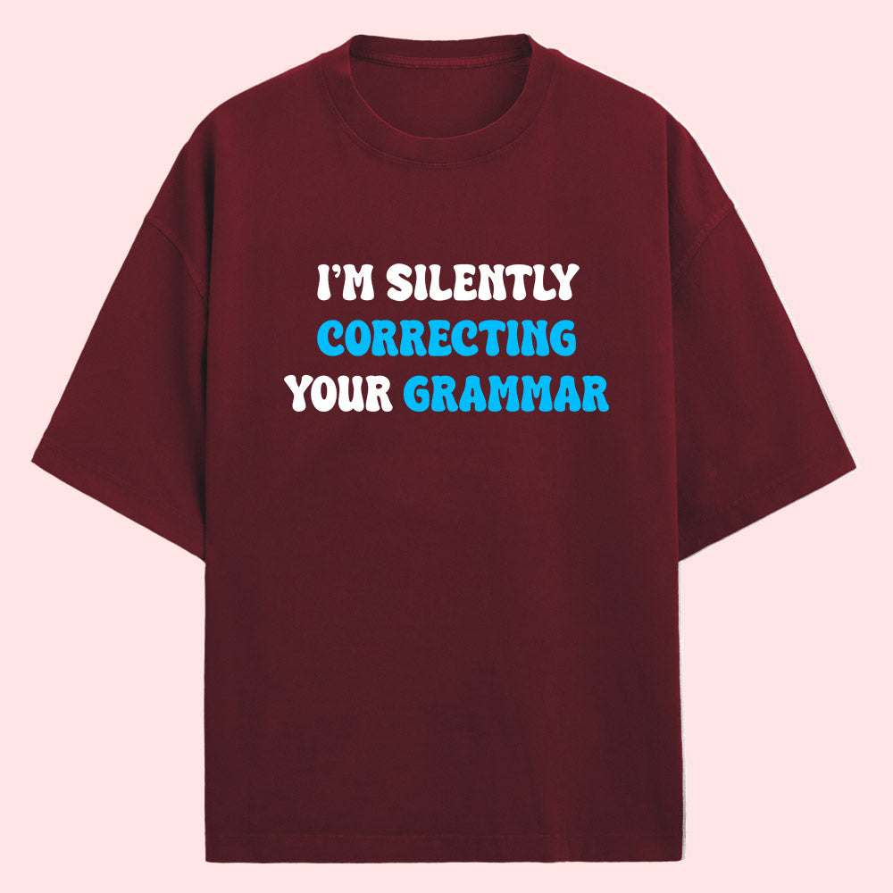 Correcting Grammar (Front Print) Oversized T-Shirt