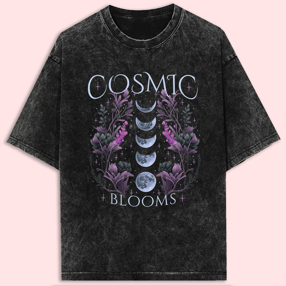 Cosmic Blooms Acid Wash Oversized T-Shirt - Soul & Peace
