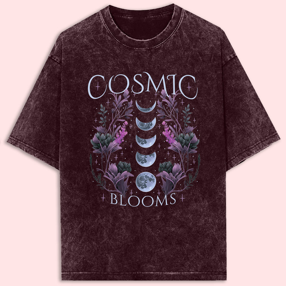 Cosmic Blooms Acid Wash Oversized T-Shirt - Soul & Peace