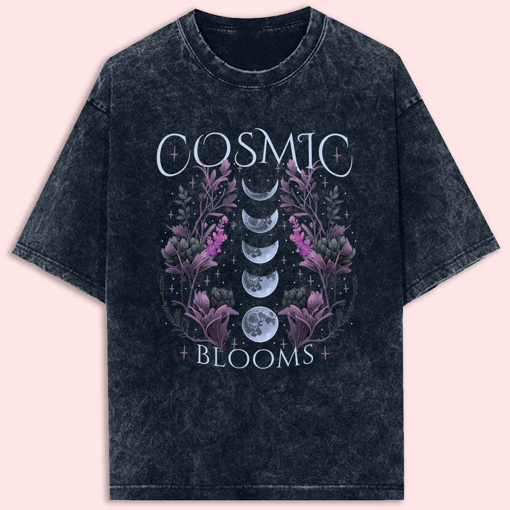 Cosmic Blooms Acid Wash Oversized T-Shirt - Soul & Peace