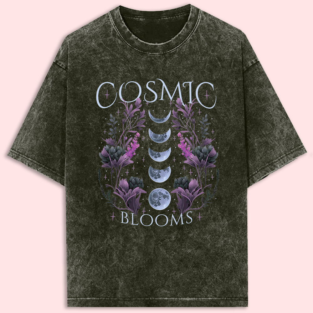 Cosmic Blooms Acid Wash Oversized T-Shirt - Soul & Peace