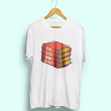 Eat Sleep Books Repeat Half Sleeve T-Shirt