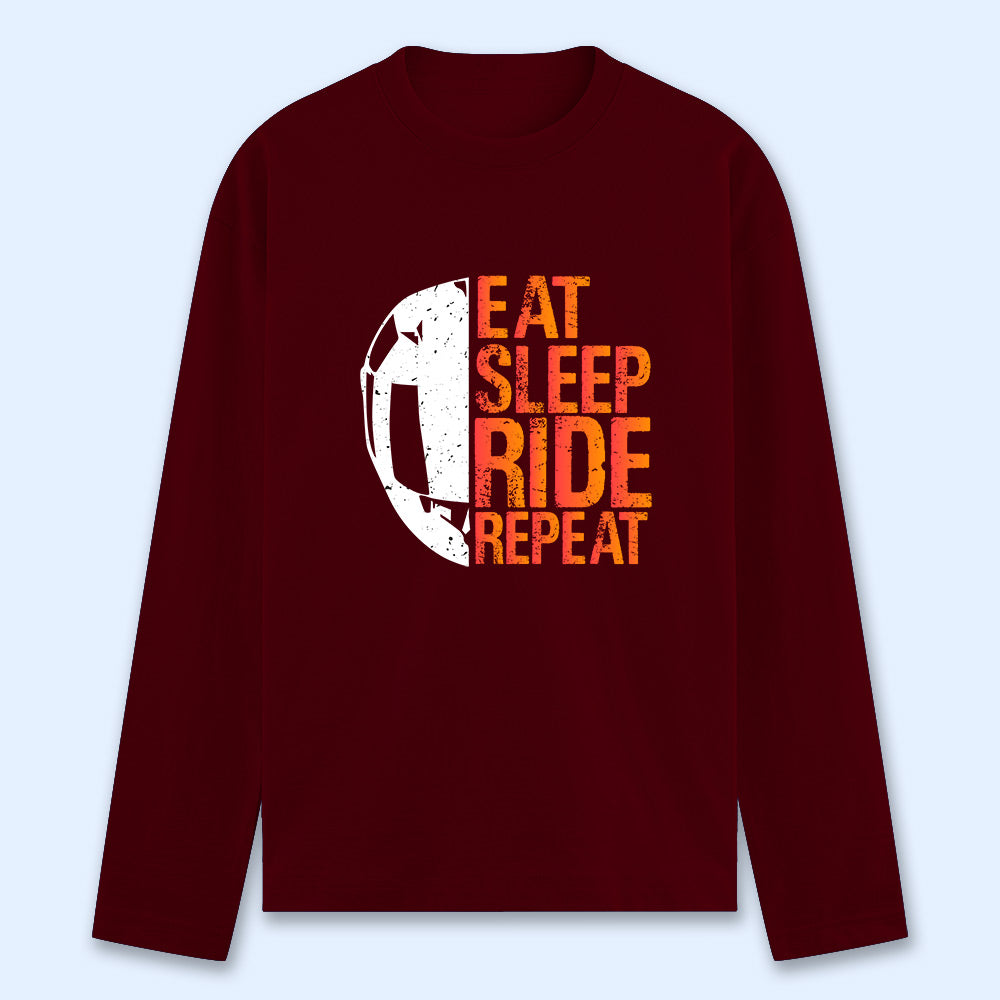 Eat Sleep Ride Repeat Full Sleeve T-shirt - Soul & Peace
