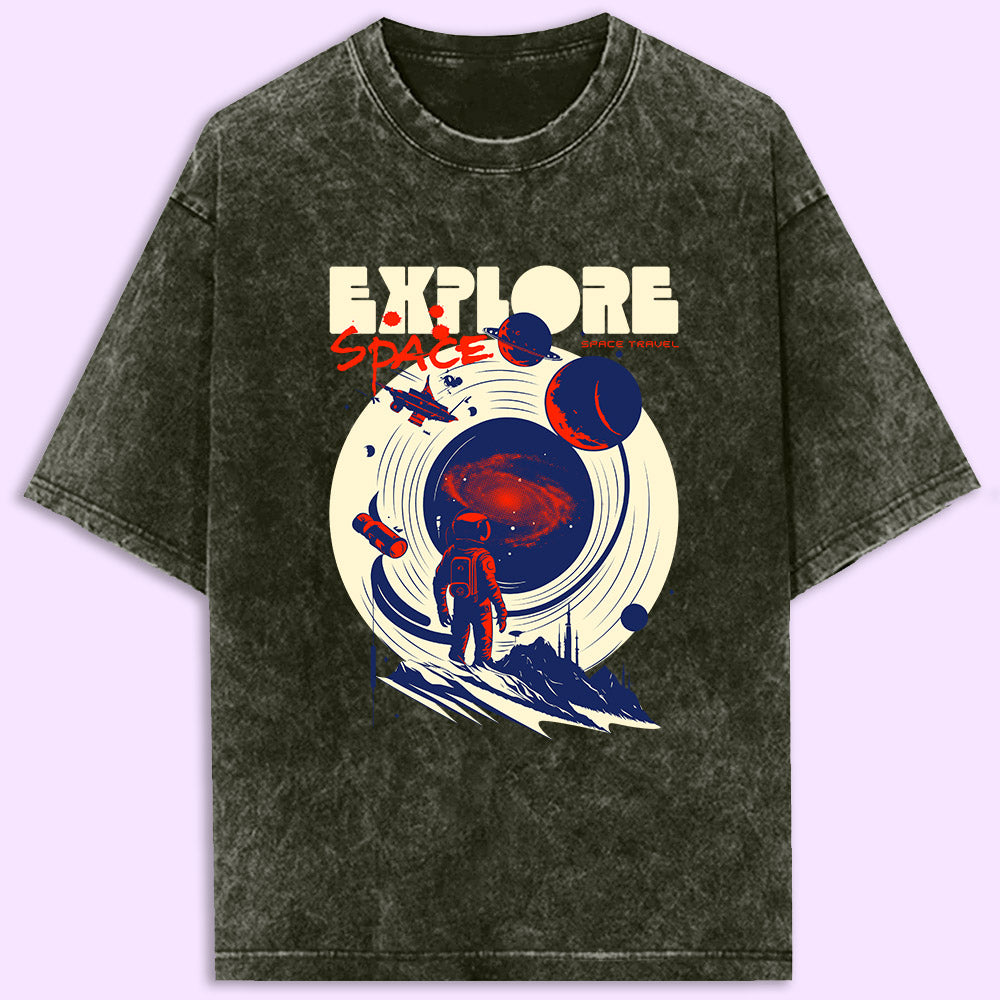 Explore Space Acid Wash Oversized T-Shirt