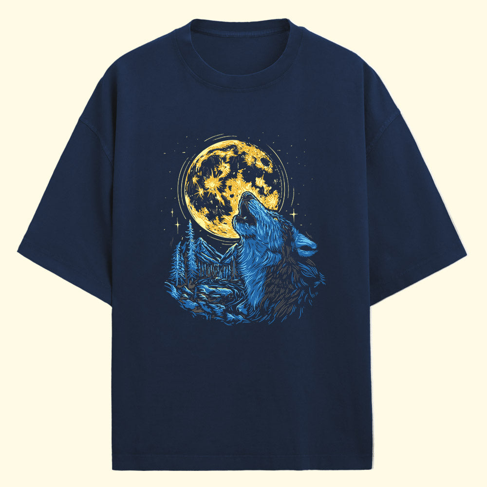 Full Moon Wolf (Front Print) Oversized T-Shirt
