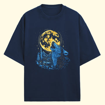 Full Moon Wolf (Front Print) Oversized T-Shirt