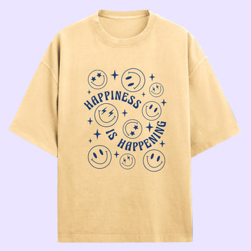 Happiness Is Happening (Front Print) Oversized T-Shirt