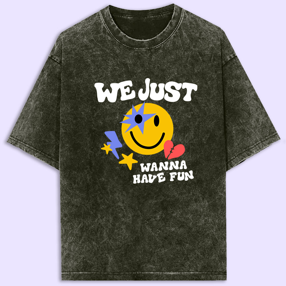 Have Fun Acid Wash Oversized T-Shirt