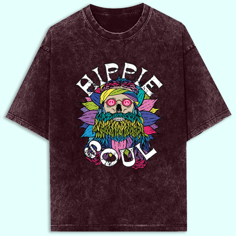 Hippie Soul Acid Wash Oversized T-Shirt - Soul & Peace