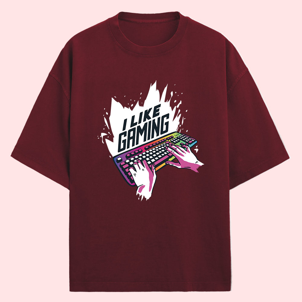 I Like Gaming (Front Print) Oversized T-Shirt